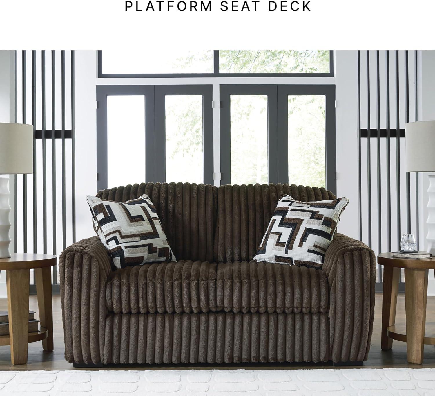 imageSignature Design by Ashley MidnightMadness Contemporary Symmetrical 2Piece Sectional with Reversible Seat Cushion Dark BrownBrown