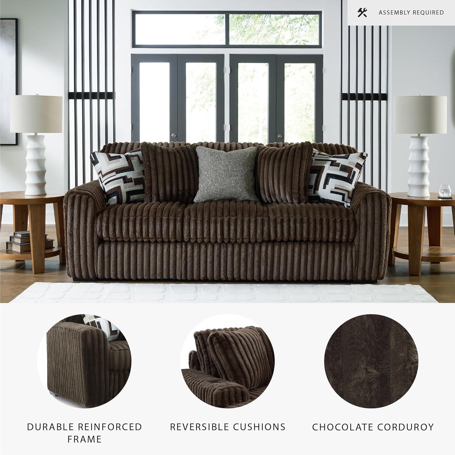 imageSignature Design by Ashley MidnightMadness Contemporary Symmetrical 2Piece Sectional with Reversible Seat Cushion Dark BrownBrown