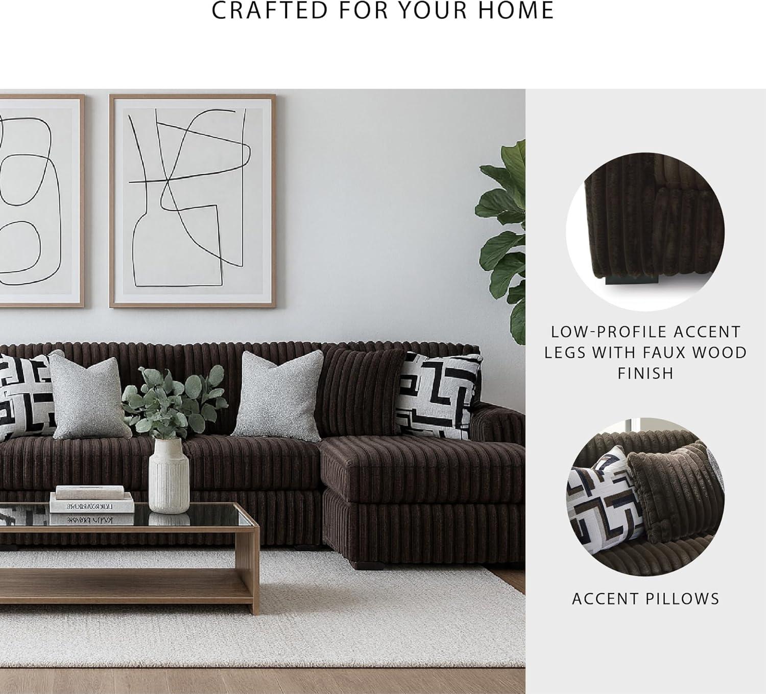 imageSignature Design by Ashley MidnightMadness Contemporary Symmetrical 2Piece Sectional with Reversible Seat Cushion Dark BrownBrown