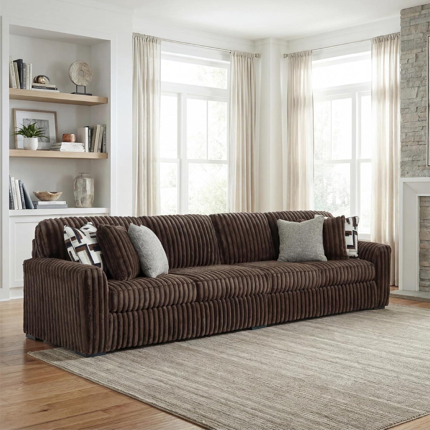 imageSignature Design by Ashley MidnightMadness Contemporary Symmetrical 2Piece Sectional with Reversible Seat Cushion Dark BrownBrown