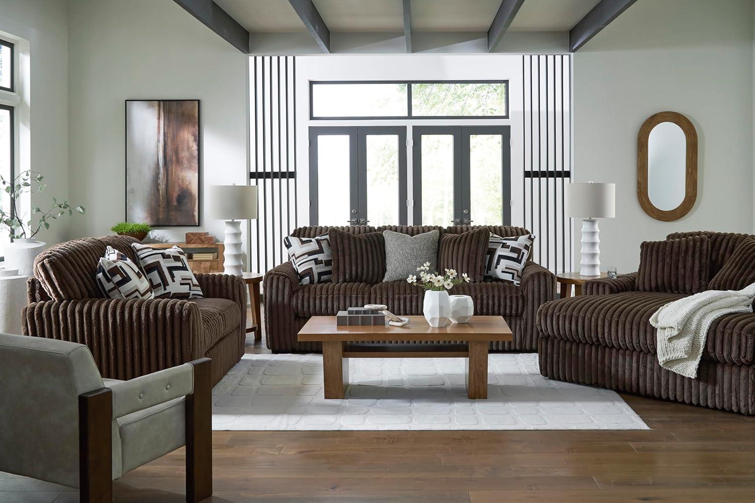 imageSignature Design by Ashley MidnightMadness Contemporary Symmetrical 2Piece Sectional with Reversible Seat Cushion Dark BrownBrown