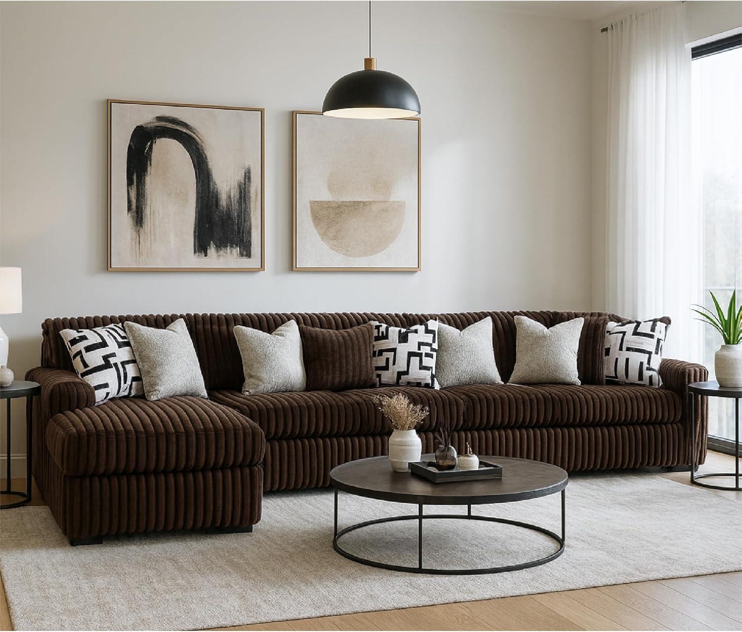 imageSignature Design by Ashley MidnightMadness Contemporary Symmetrical 2Piece Sectional with Reversible Seat Cushion Dark BrownBrown