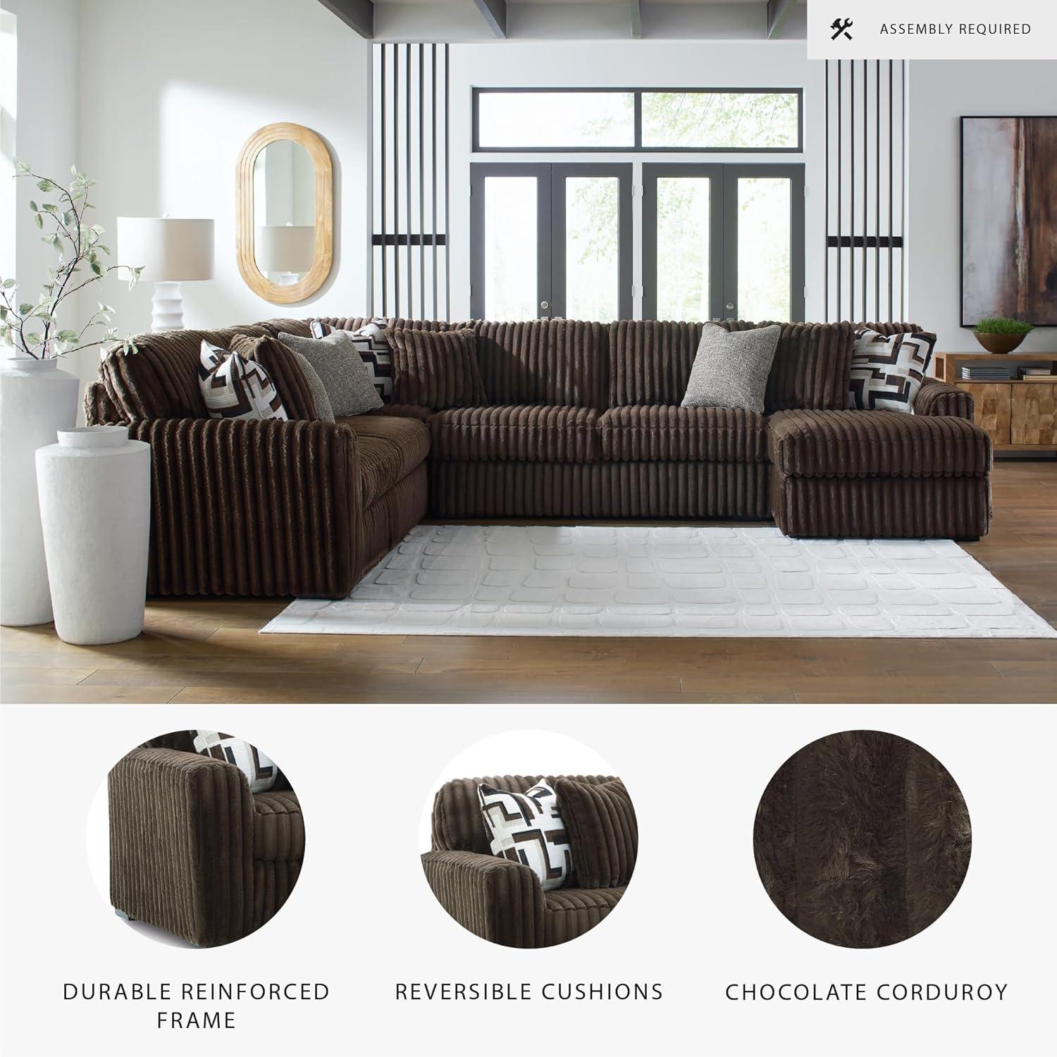 imageSignature Design by Ashley MidnightMadness Contemporary Symmetrical 2Piece Sectional with Reversible Seat Cushion Dark BrownBrown