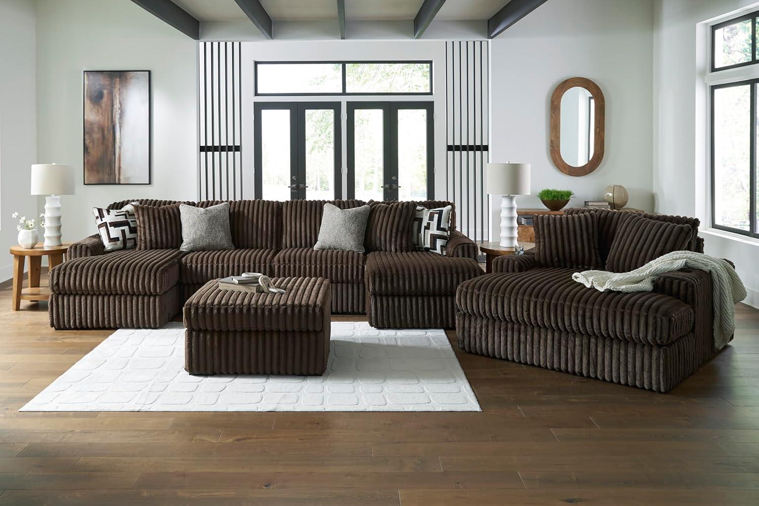 imageSignature Design by Ashley MidnightMadness Contemporary Symmetrical 2Piece Sectional with Reversible Seat Cushion Dark BrownBrown