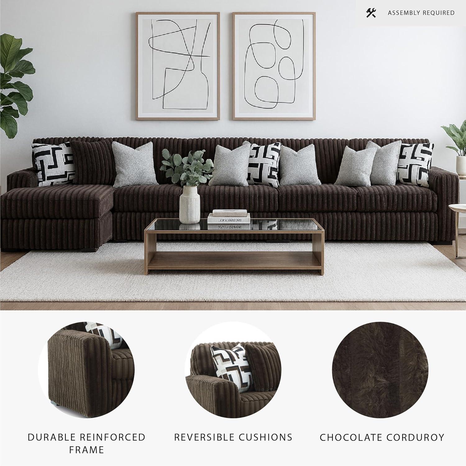 imageSignature Design by Ashley MidnightMadness Contemporary Symmetrical 2Piece Sectional with Reversible Seat Cushion Dark BrownBrown