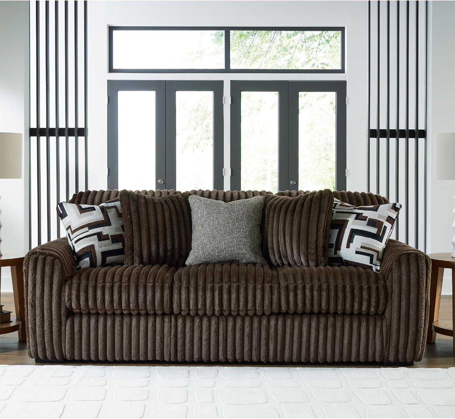 imageSignature Design by Ashley MidnightMadness Contemporary Symmetrical 2Piece Sectional with Reversible Seat Cushion Dark BrownBrown