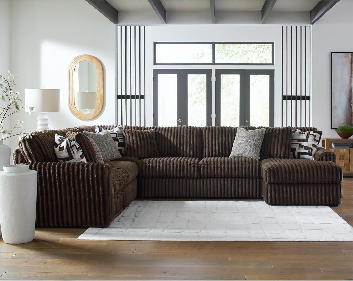 imageSignature Design by Ashley MidnightMadness Contemporary Symmetrical 2Piece Sectional with Reversible Seat Cushion Dark BrownBrown