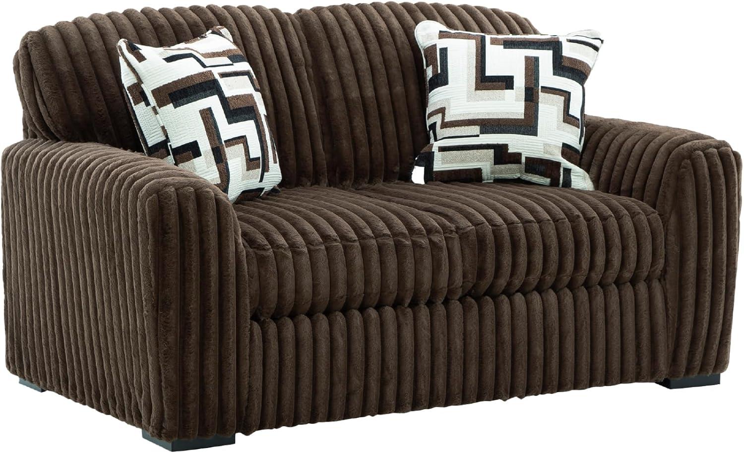 imageSignature Design by Ashley MidnightMadness Contemporary Symmetrical 2Piece Sectional with Reversible Seat Cushion Dark BrownBrown