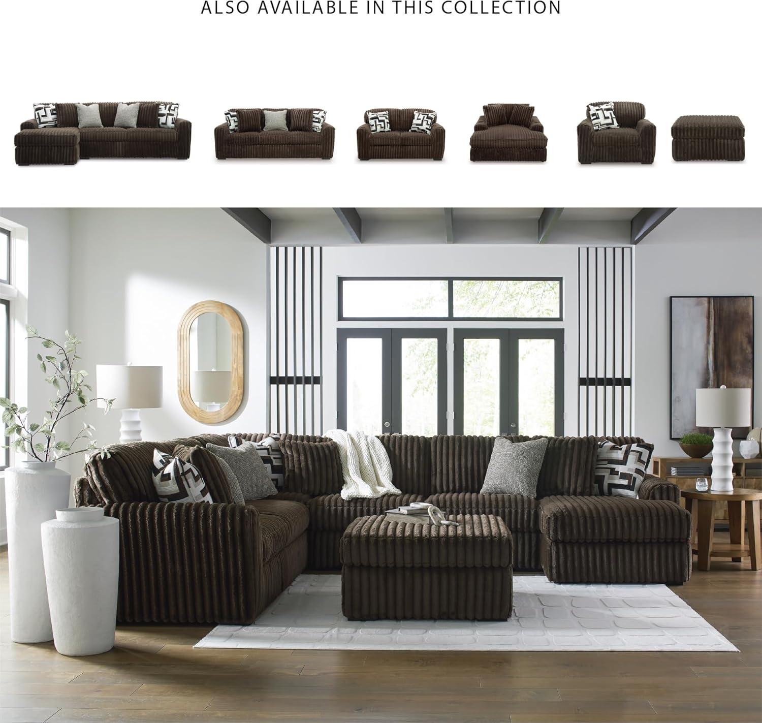 imageSignature Design by Ashley MidnightMadness Contemporary Symmetrical 2Piece Sectional with Reversible Seat Cushion Dark BrownBrown