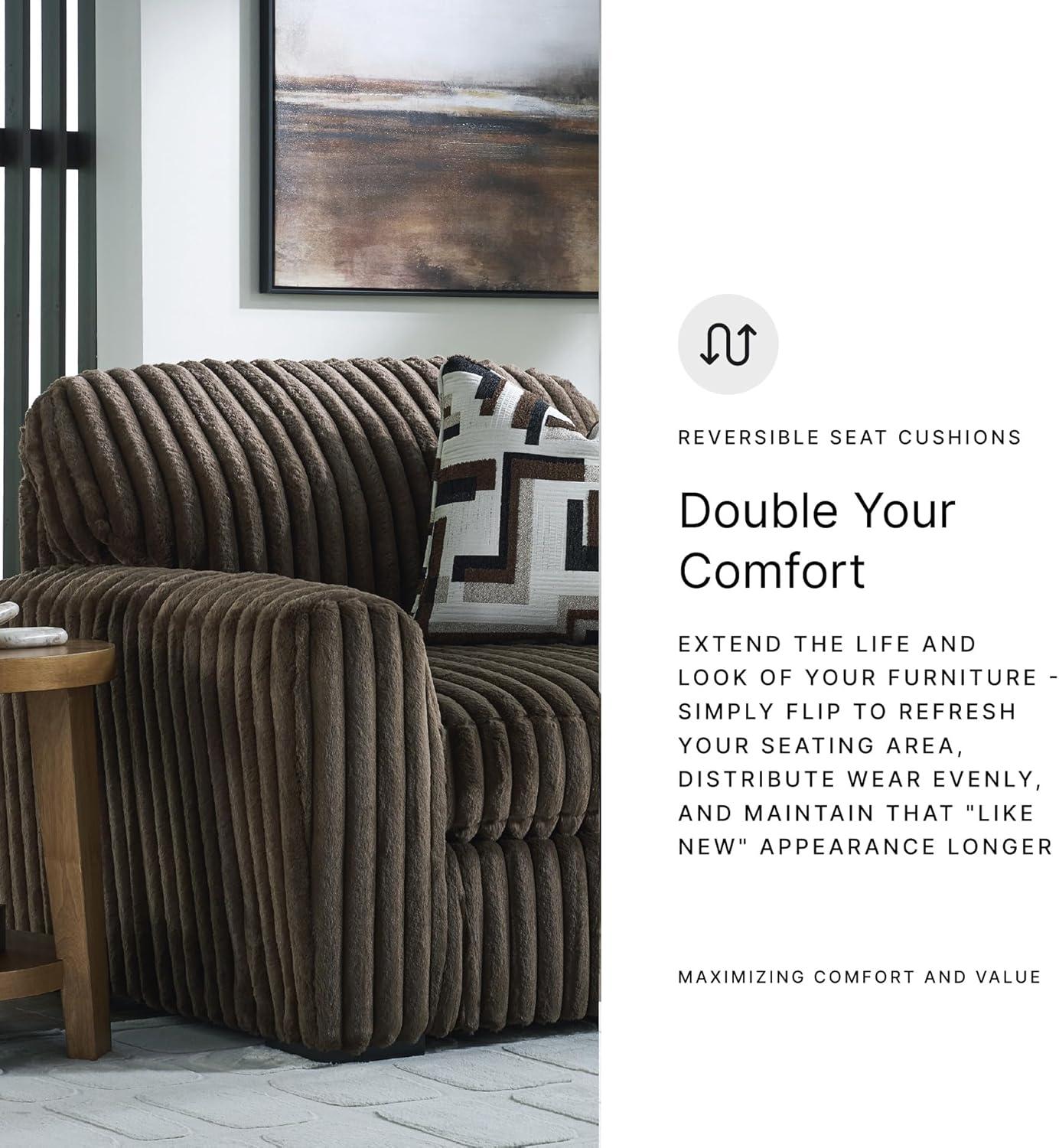 imageSignature Design by Ashley MidnightMadness Contemporary Symmetrical 2Piece Sectional with Reversible Seat Cushion Dark BrownBrown