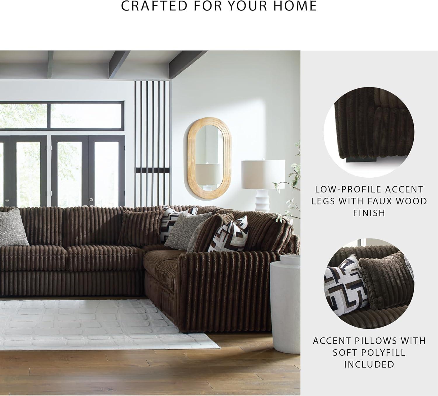 imageSignature Design by Ashley MidnightMadness Contemporary Symmetrical 2Piece Sectional with Reversible Seat Cushion Dark BrownBrown