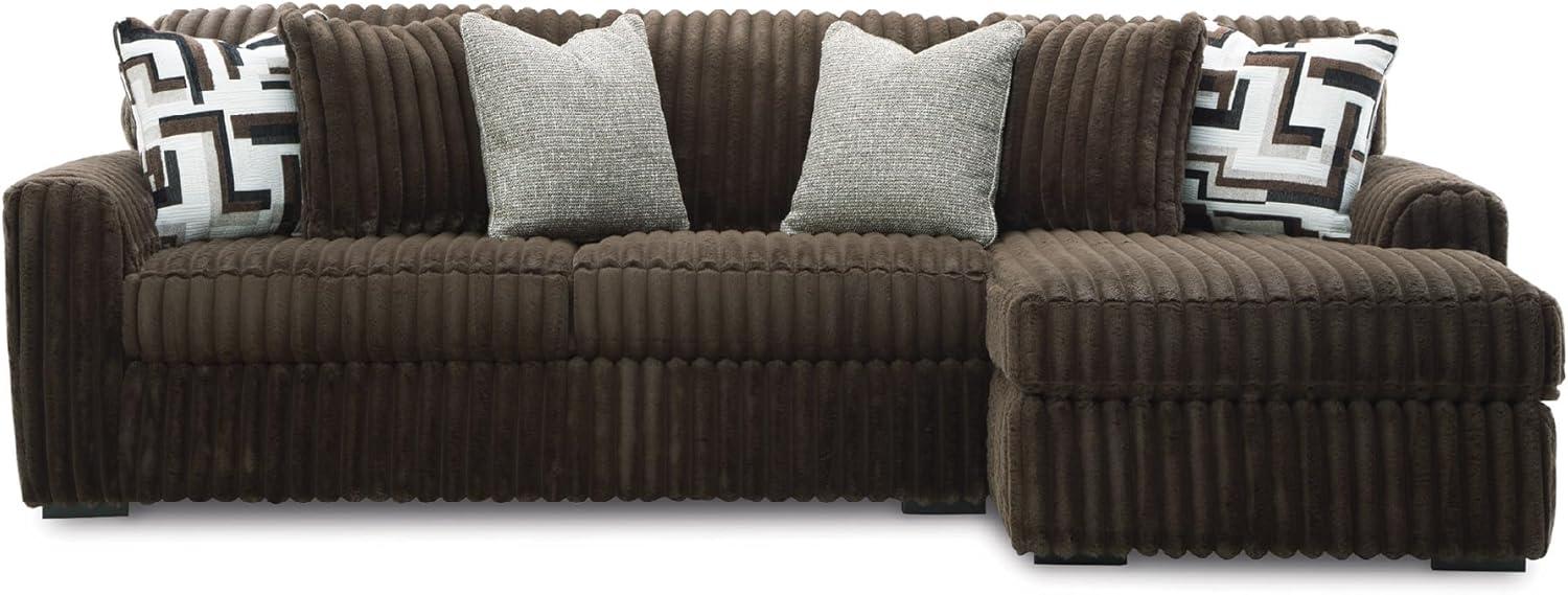 imageSignature Design by Ashley MidnightMadness Contemporary Symmetrical 2Piece Sectional with Reversible Seat Cushion Dark BrownBrown