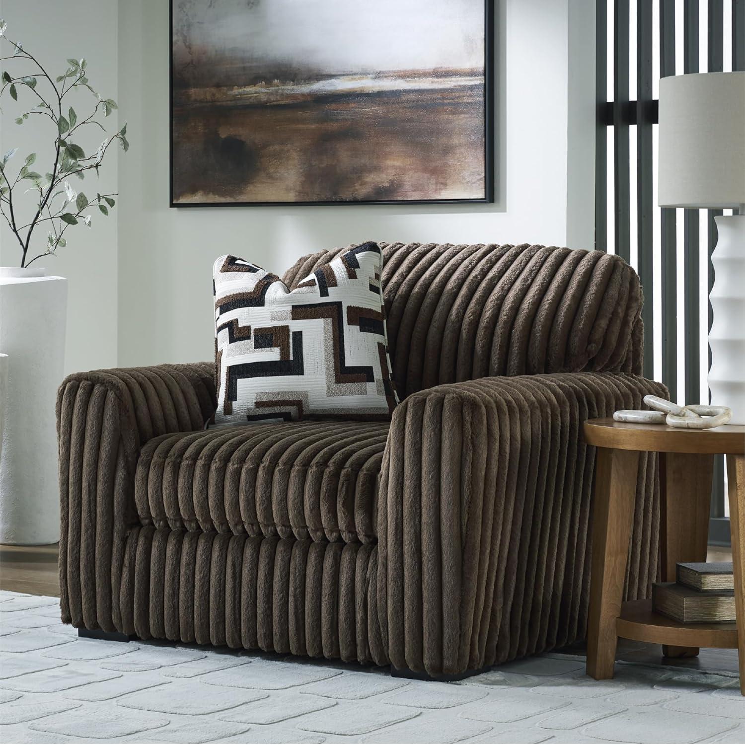 imageSignature Design by Ashley MidnightMadness Contemporary Symmetrical 2Piece Sectional with Reversible Seat Cushion Dark BrownBrown