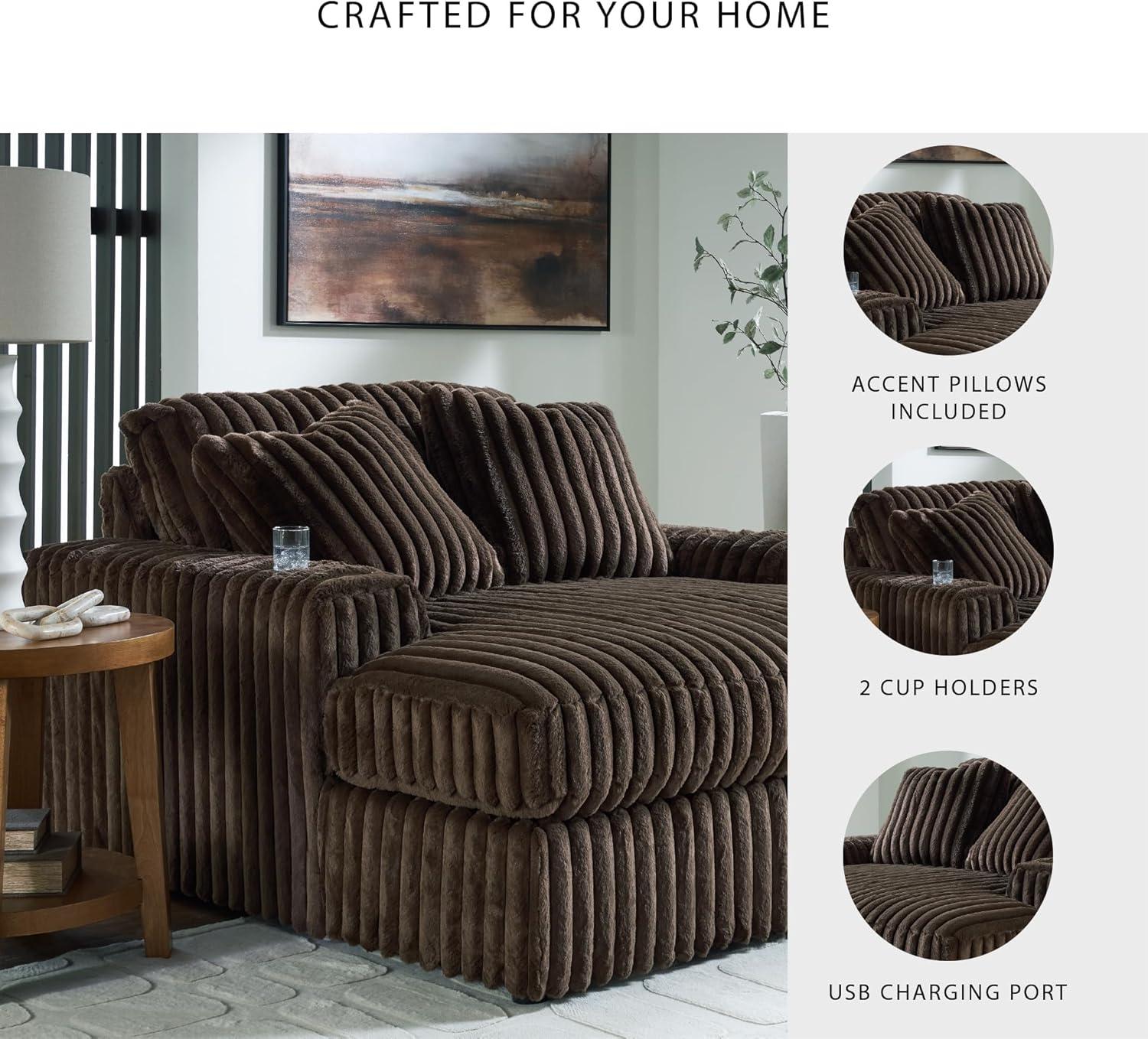 imageSignature Design by Ashley MidnightMadness Contemporary Symmetrical 2Piece Sectional with Reversible Seat Cushion Dark BrownBrown