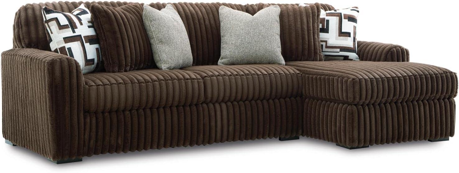 imageSignature Design by Ashley MidnightMadness Contemporary Symmetrical 2Piece Sectional with Reversible Seat Cushion Dark BrownBrown