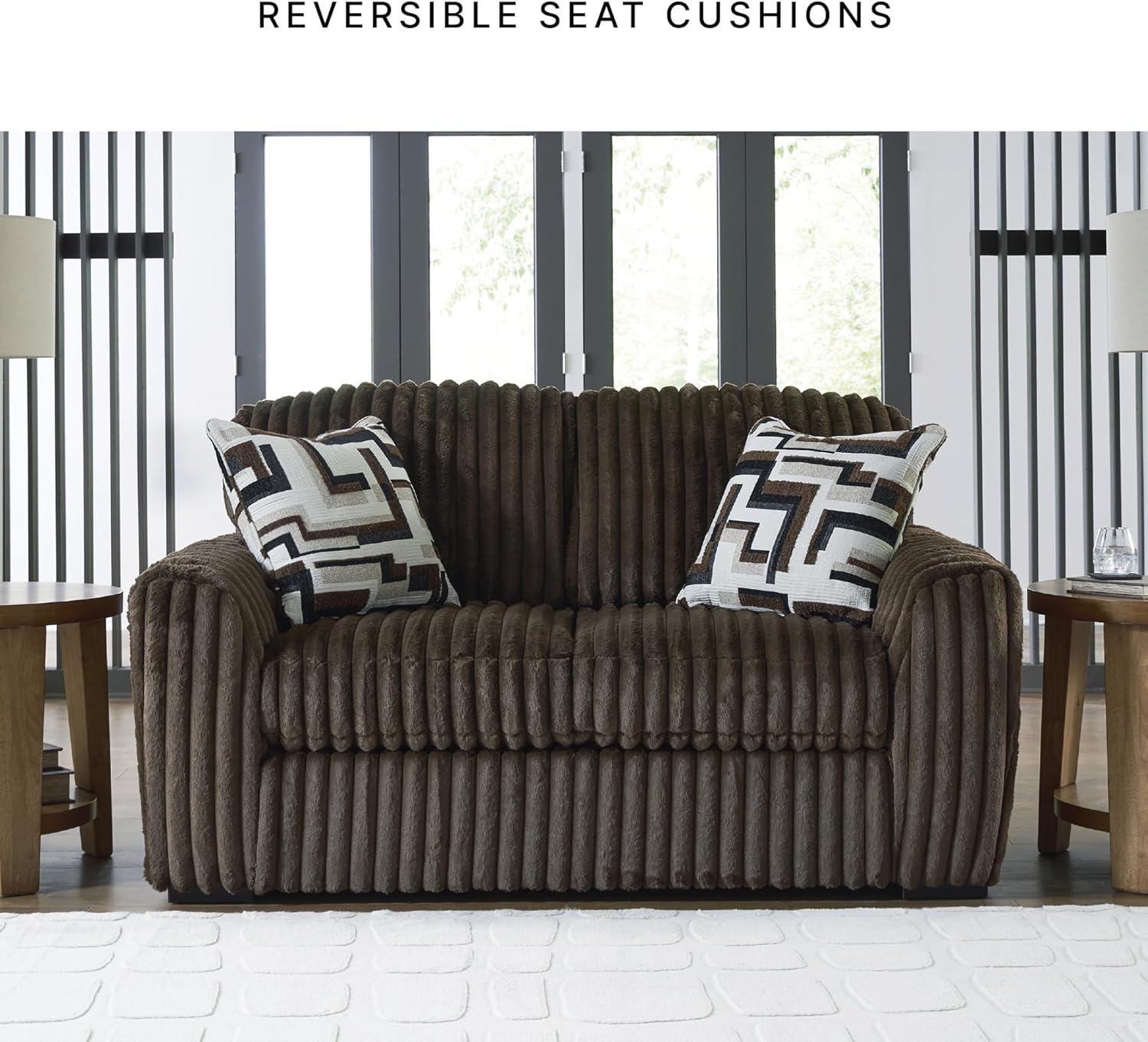 imageSignature Design by Ashley MidnightMadness Contemporary Symmetrical 2Piece Sectional with Reversible Seat Cushion Dark BrownBrown