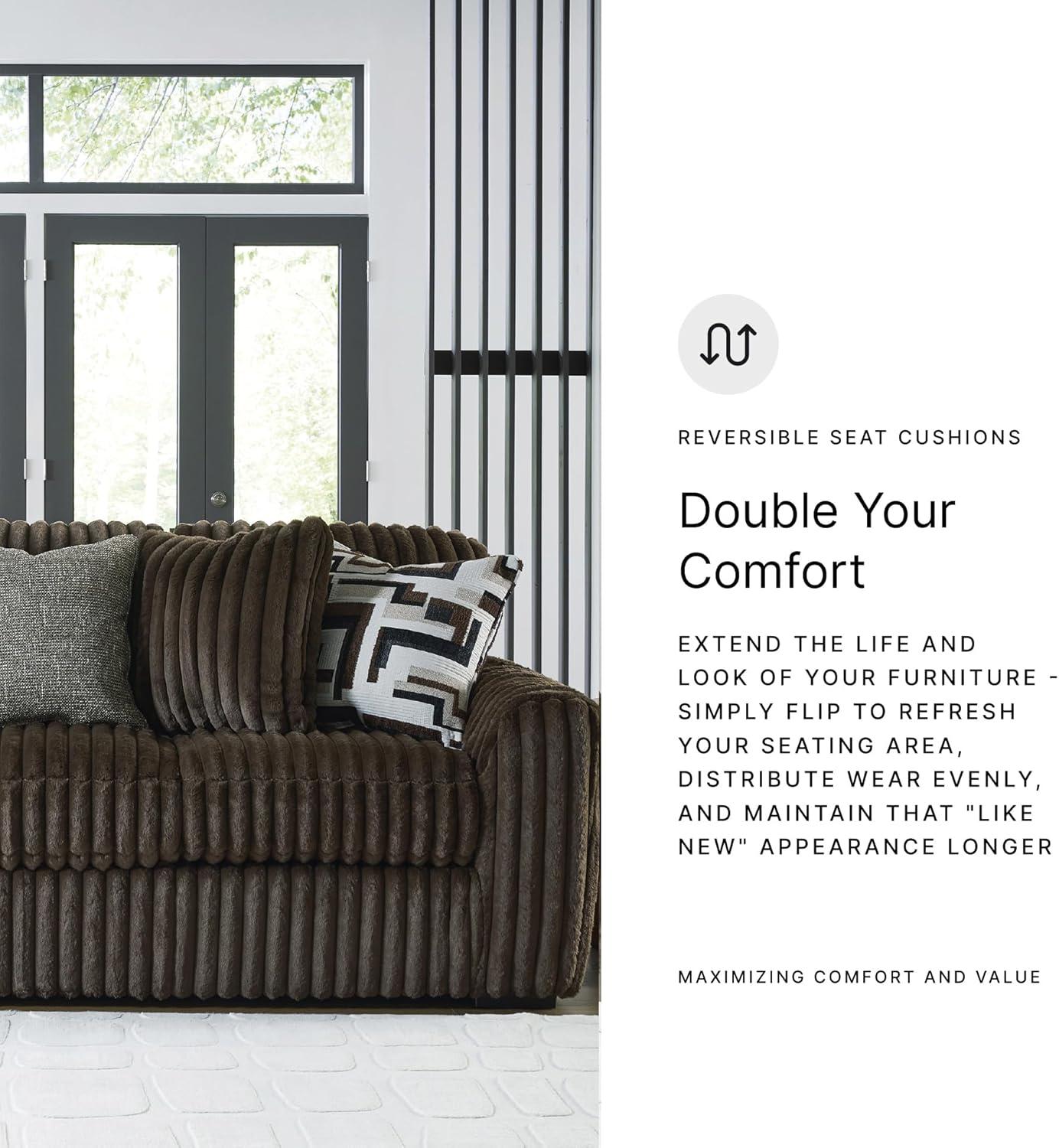 imageSignature Design by Ashley MidnightMadness Contemporary Symmetrical 2Piece Sectional with Reversible Seat Cushion Dark BrownBrown