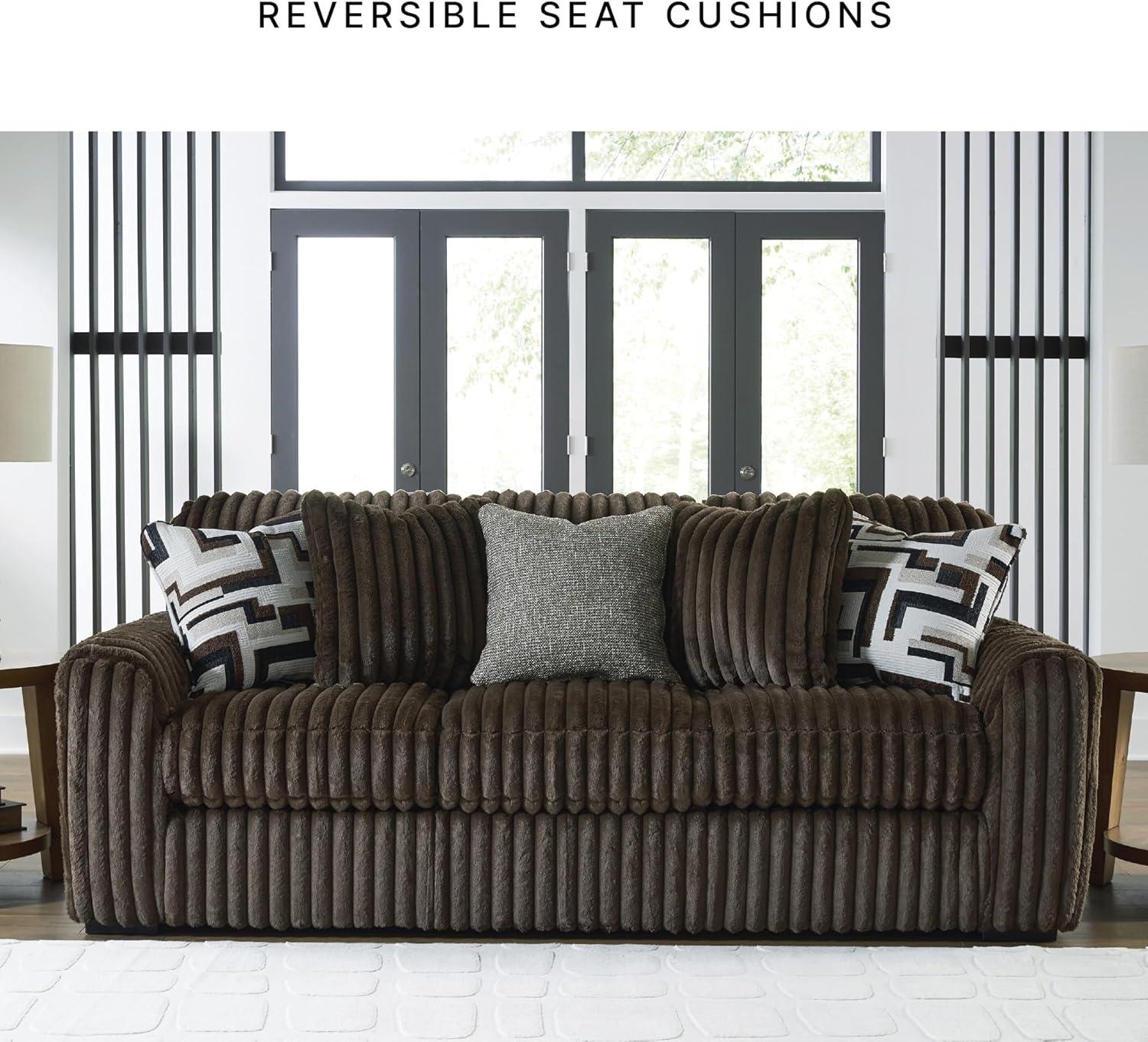 imageSignature Design by Ashley MidnightMadness Contemporary Symmetrical 2Piece Sectional with Reversible Seat Cushion Dark BrownBrown