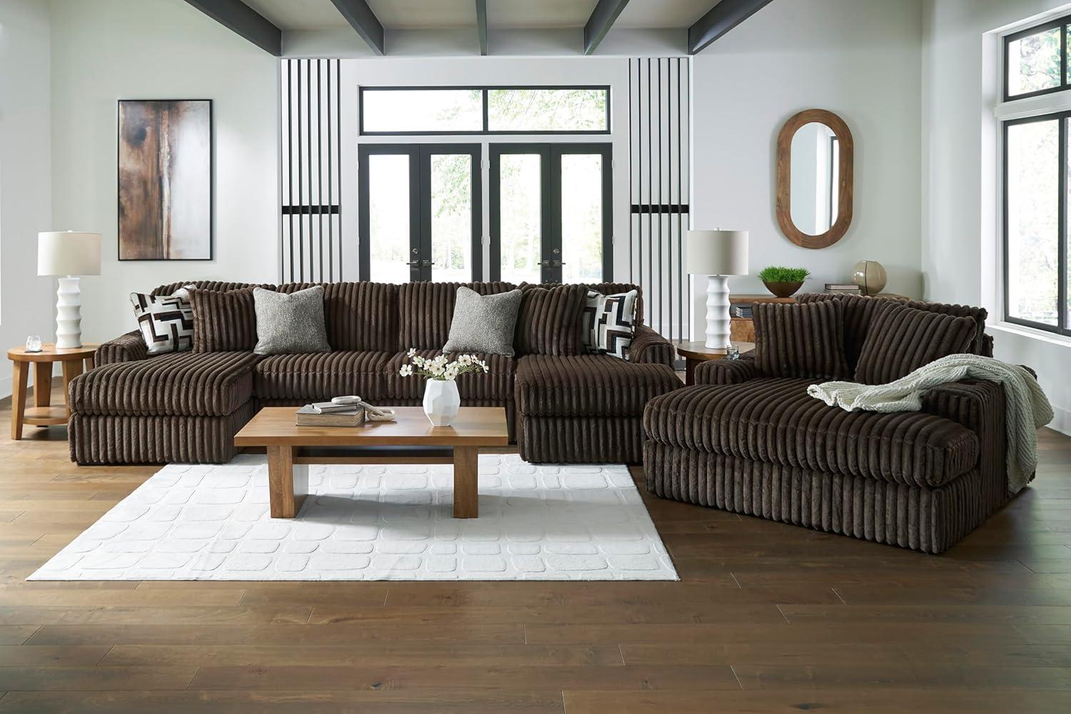 imageSignature Design by Ashley MidnightMadness Contemporary Symmetrical 2Piece Sectional with Reversible Seat Cushion Dark BrownBrown