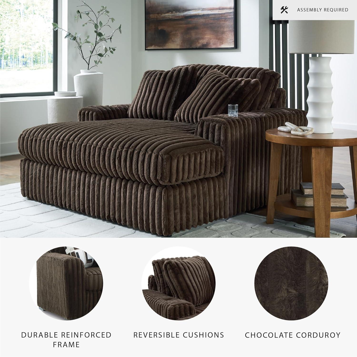 imageSignature Design by Ashley MidnightMadness Contemporary Symmetrical 2Piece Sectional with Reversible Seat Cushion Dark BrownBrown