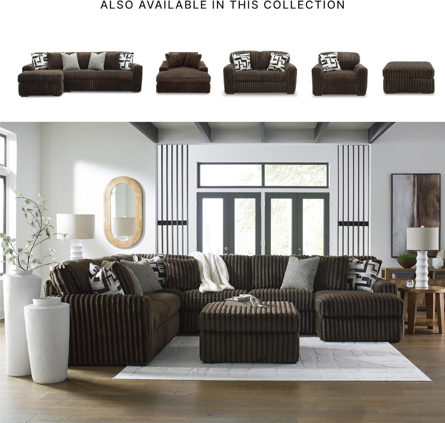 imageSignature Design by Ashley MidnightMadness Contemporary Symmetrical 2Piece Sectional with Reversible Seat Cushion Dark BrownBrown