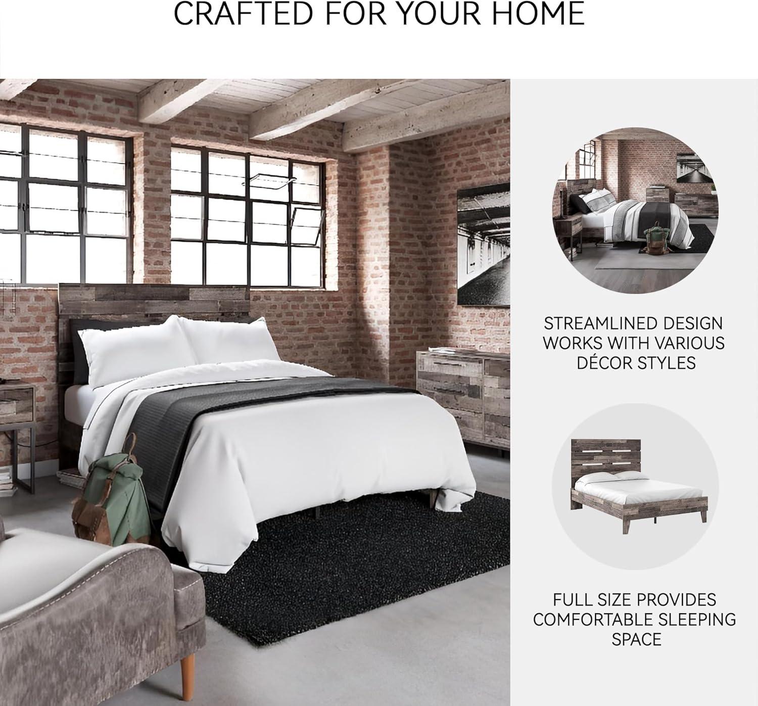 imageSignature Design by Ashley Neilsville Casual Queen Panel Platform Bed Foundation or Box Spring Not Needed GrayMulti Gray