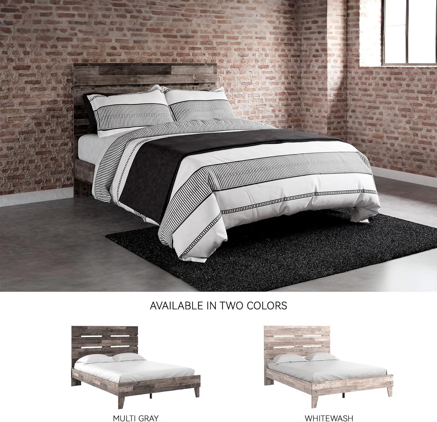 imageSignature Design by Ashley Neilsville Casual Queen Panel Platform Bed Foundation or Box Spring Not Needed GrayMulti Gray