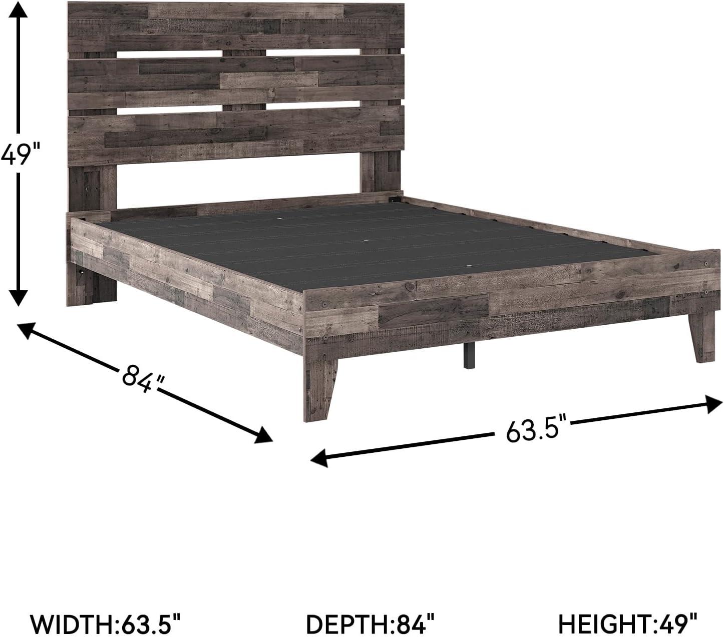 imageSignature Design by Ashley Neilsville Casual Queen Panel Platform Bed Foundation or Box Spring Not Needed GrayMulti Gray