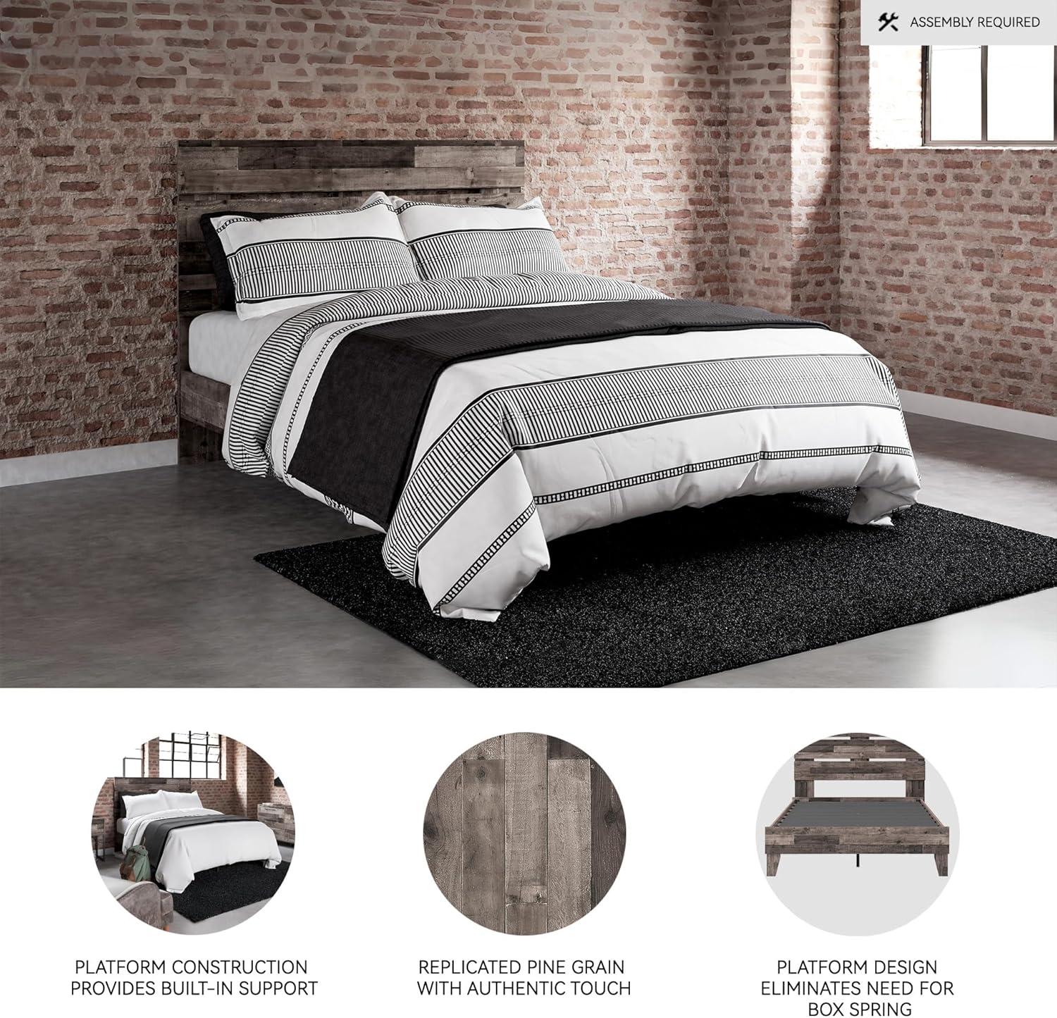 imageSignature Design by Ashley Neilsville Casual Queen Panel Platform Bed Foundation or Box Spring Not Needed GrayMulti Gray