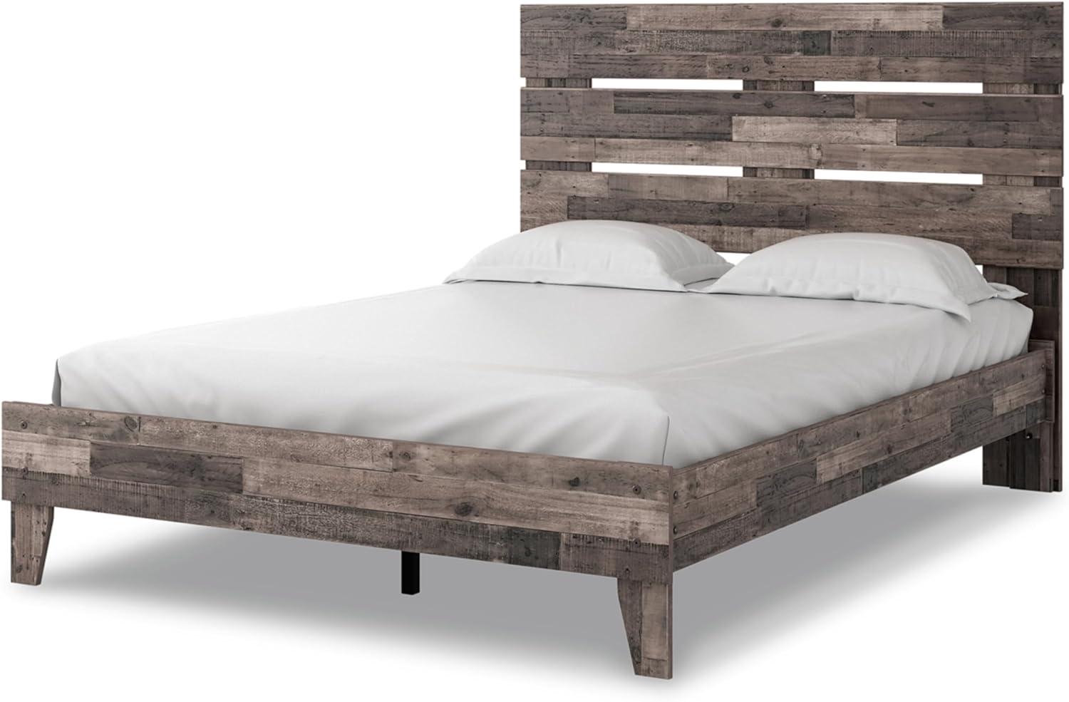 imageSignature Design by Ashley Neilsville Casual Queen Panel Platform Bed Foundation or Box Spring Not Needed GrayMulti Gray