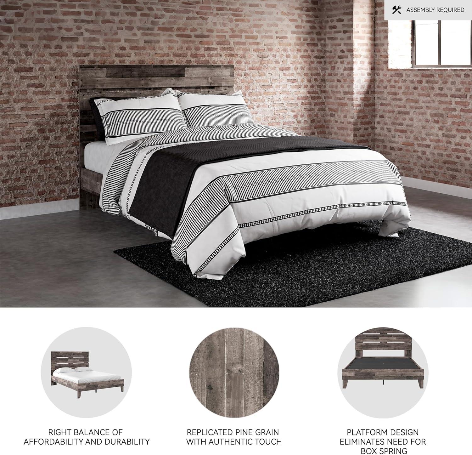 imageSignature Design by Ashley Neilsville Casual Queen Panel Platform Bed Foundation or Box Spring Not Needed GrayMulti Gray