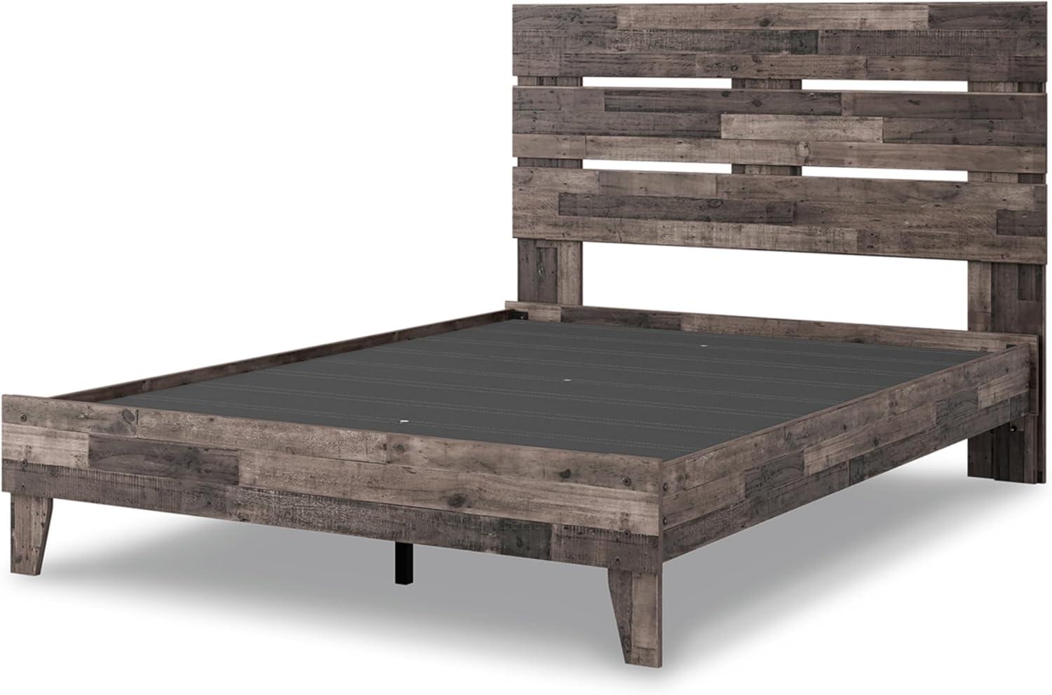 imageSignature Design by Ashley Neilsville Casual Queen Panel Platform Bed Foundation or Box Spring Not Needed GrayMulti Gray