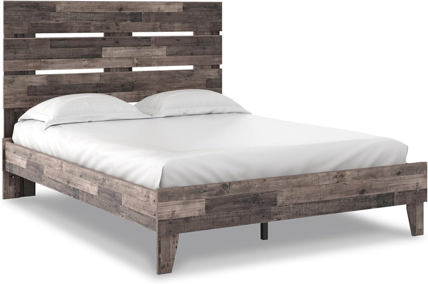 imageSignature Design by Ashley Neilsville Casual Queen Panel Platform Bed Foundation or Box Spring Not Needed GrayMulti Gray