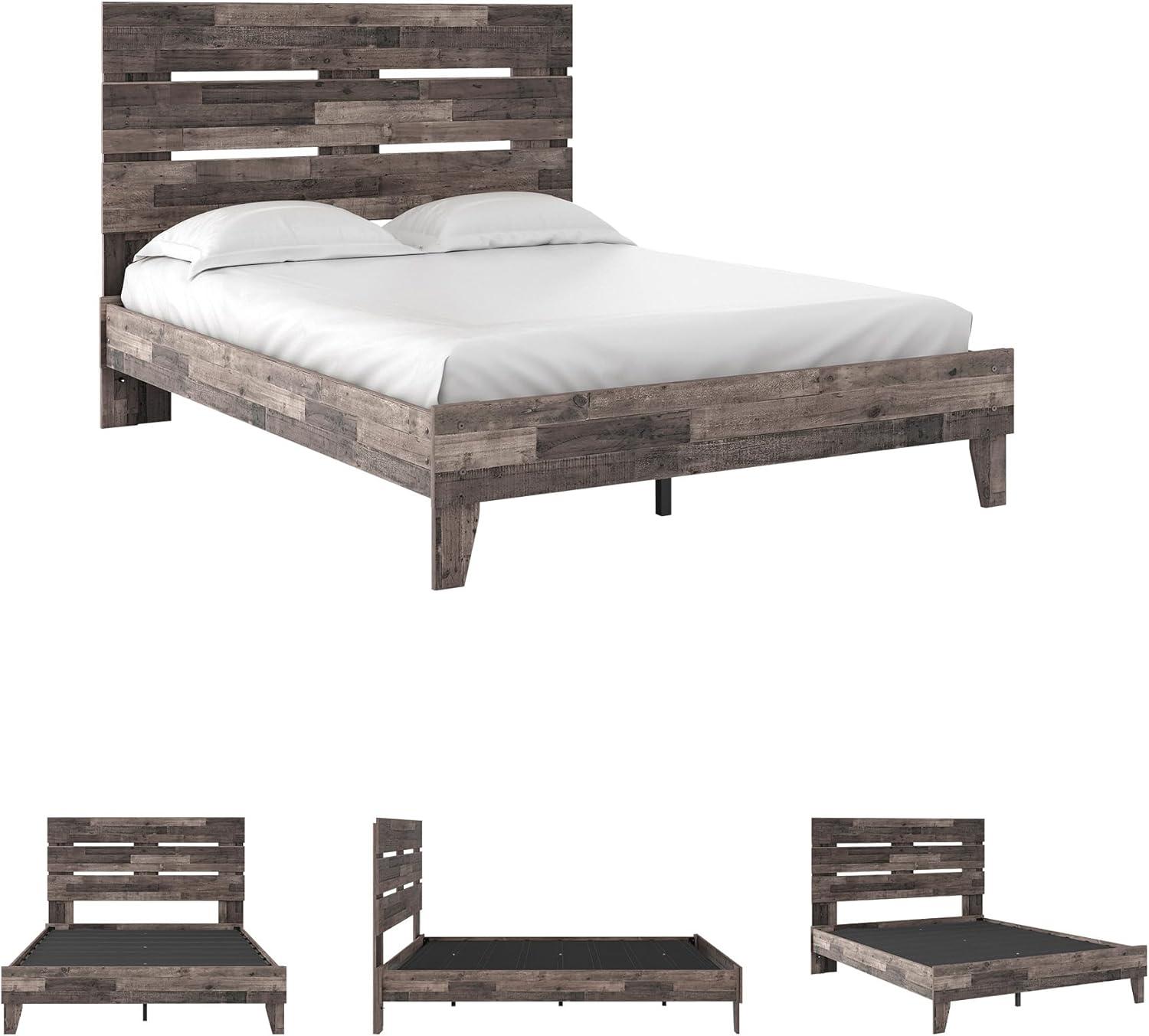 imageSignature Design by Ashley Neilsville Casual Queen Panel Platform Bed Foundation or Box Spring Not Needed GrayMulti Gray