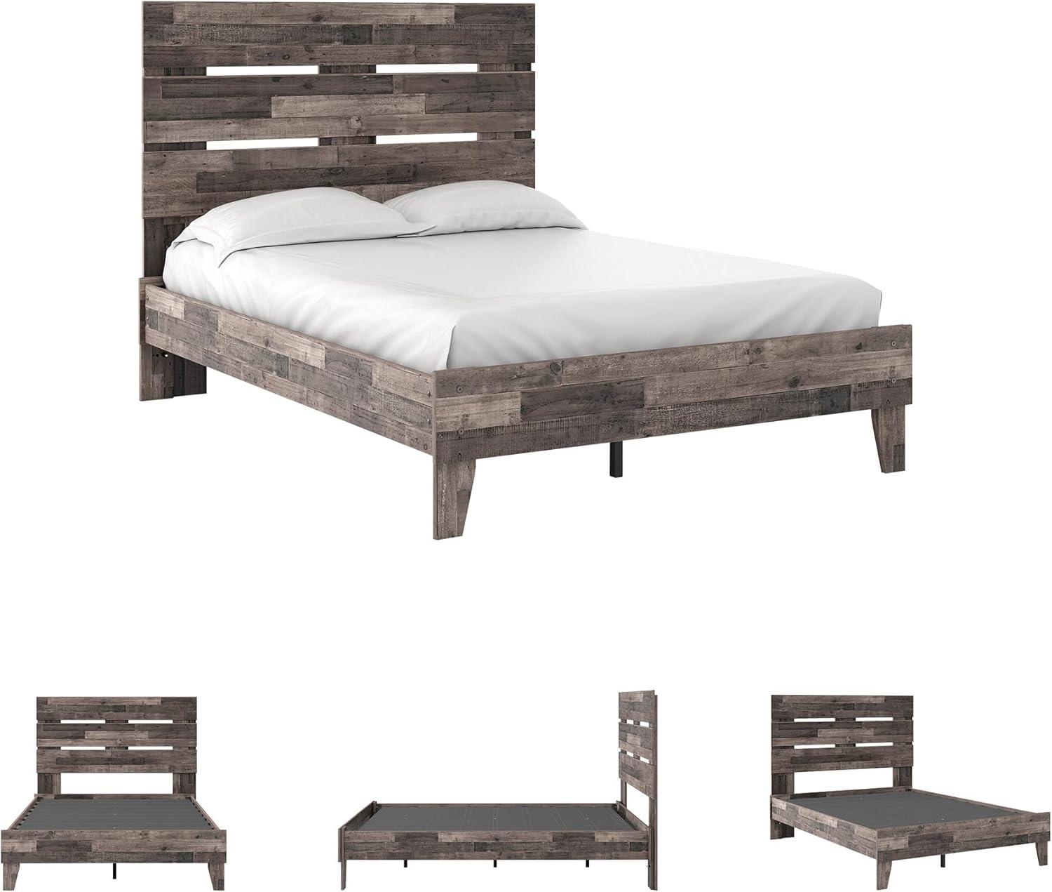 imageSignature Design by Ashley Neilsville Casual Queen Panel Platform Bed Foundation or Box Spring Not Needed GrayMulti Gray
