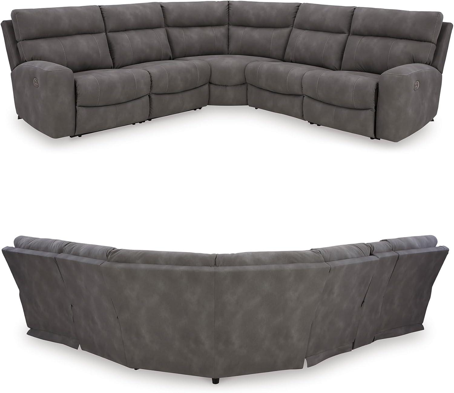 imageSignature Design by Ashley NextGen DuraPella Contemporary Faux Leather Modular Wall Hugger 3Piece Power Reclining Sectional Loveseat with Console Adjustable Headrest and USB Ports GrayGrey