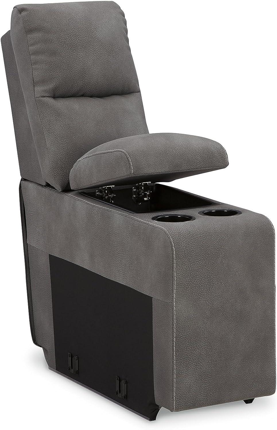 imageSignature Design by Ashley NextGen DuraPella Contemporary Faux Leather Modular Wall Hugger 3Piece Power Reclining Sectional Loveseat with Console Adjustable Headrest and USB Ports GrayGrey