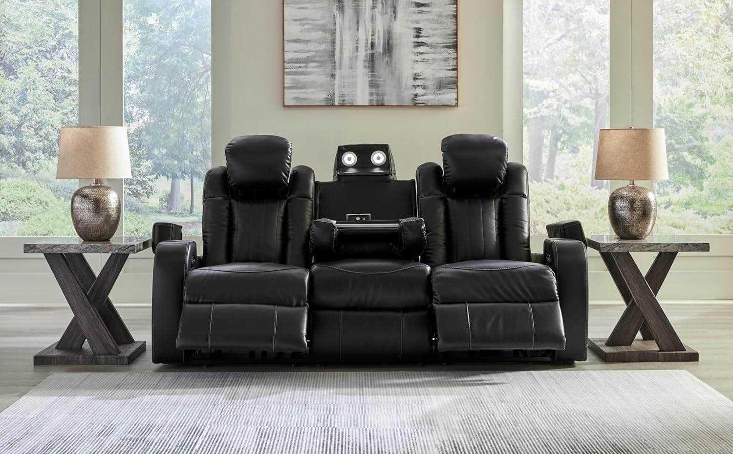 imageSignature Design by Ashley NextGen DuraPella Contemporary Faux Leather Modular Wall Hugger 3Piece Power Reclining Sectional Loveseat with Console Adjustable Headrest and USB Ports GrayBlack