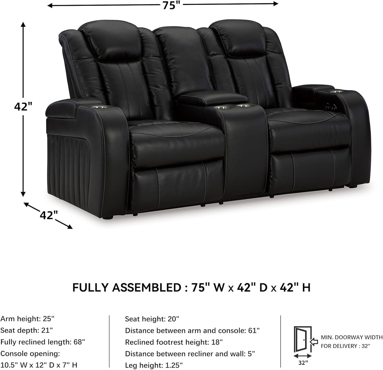 imageSignature Design by Ashley NextGen DuraPella Contemporary Faux Leather Modular Wall Hugger 3Piece Power Reclining Sectional Loveseat with Console Adjustable Headrest and USB Ports GrayBlack
