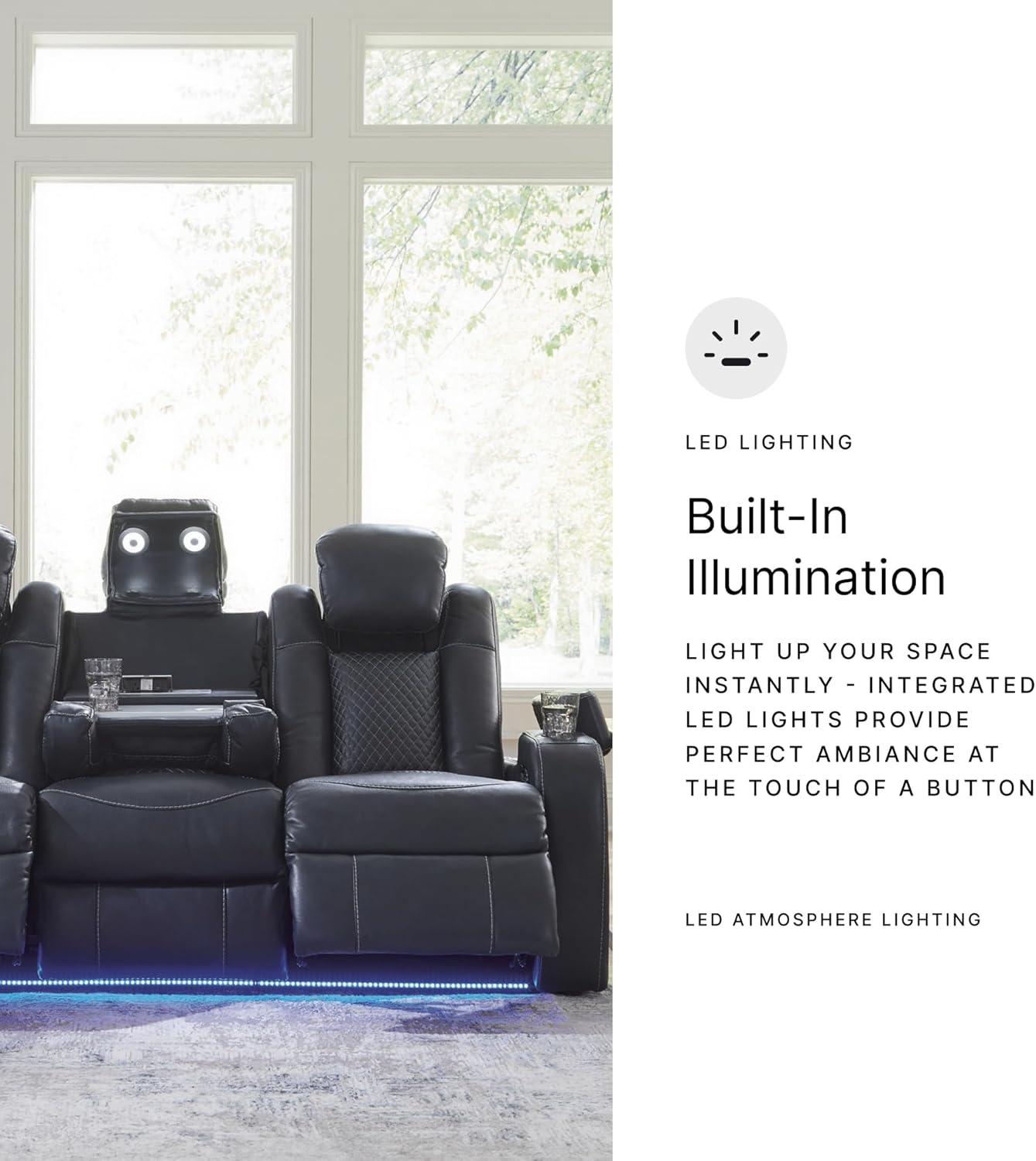 imageSignature Design by Ashley NextGen DuraPella Contemporary Faux Leather Modular Wall Hugger 3Piece Power Reclining Sectional Loveseat with Console Adjustable Headrest and USB Ports GrayNavy