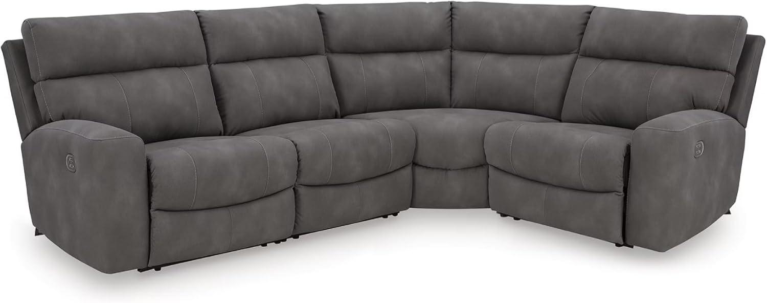 imageSignature Design by Ashley NextGen DuraPella Contemporary Faux Leather Modular Wall Hugger 3Piece Power Reclining Sectional Loveseat with Console Adjustable Headrest and USB Ports GrayGrey