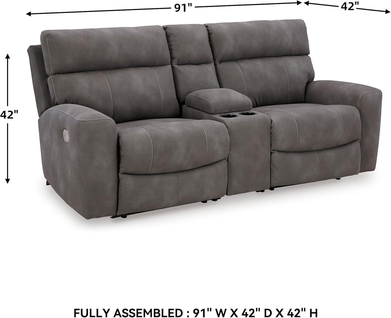 imageSignature Design by Ashley NextGen DuraPella Contemporary Faux Leather Modular Wall Hugger 3Piece Power Reclining Sectional Loveseat with Console Adjustable Headrest and USB Ports GrayGrey