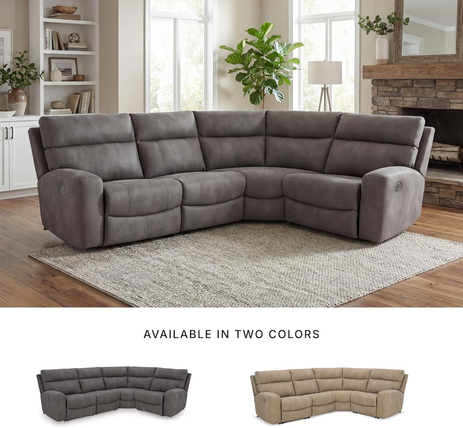 imageSignature Design by Ashley NextGen DuraPella Contemporary Faux Leather Modular Wall Hugger 3Piece Power Reclining Sectional Loveseat with Console Adjustable Headrest and USB Ports GrayGrey