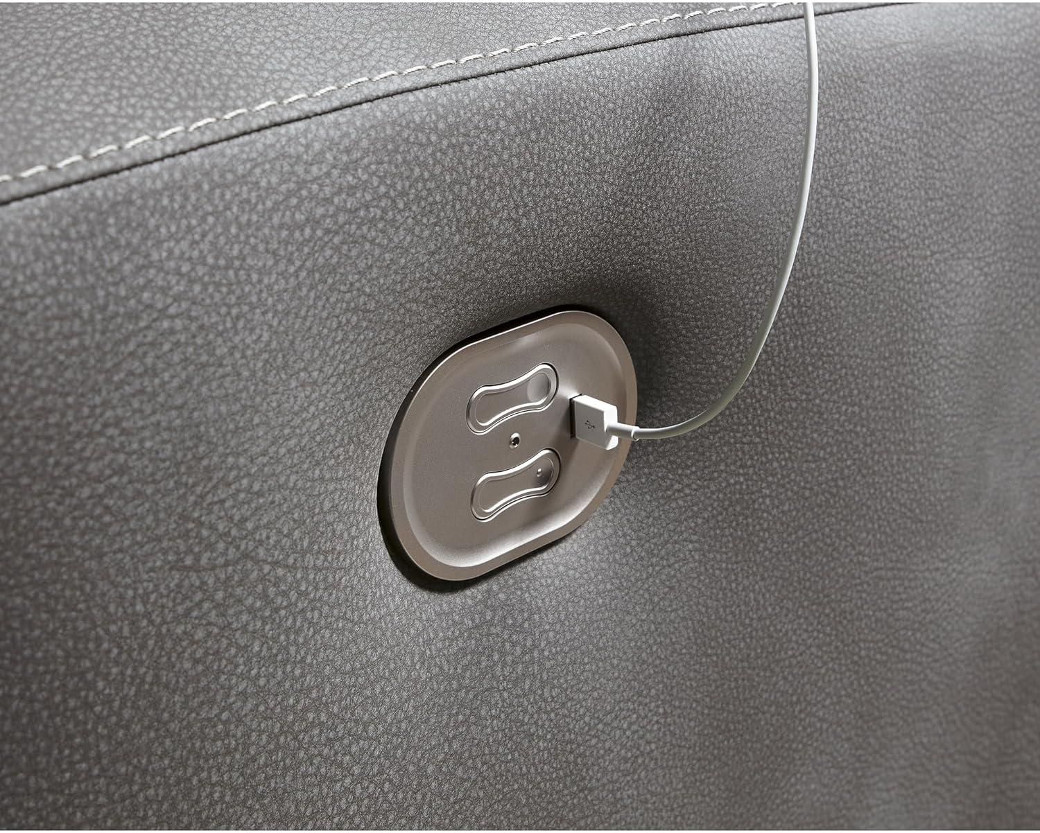 imageSignature Design by Ashley NextGen DuraPella Contemporary Faux Leather Modular Wall Hugger 3Piece Power Reclining Sectional Loveseat with Console Adjustable Headrest and USB Ports GrayGrey