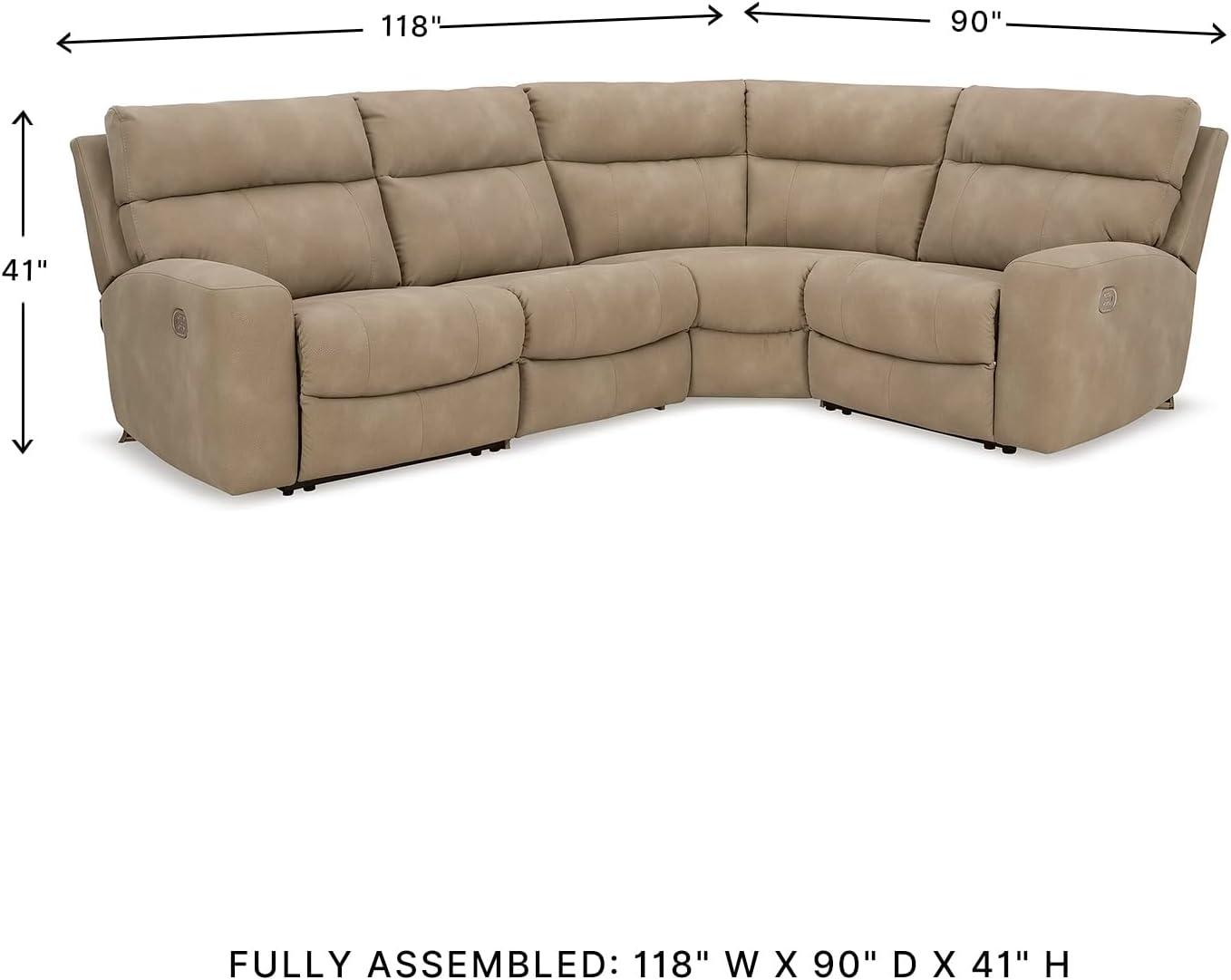 imageSignature Design by Ashley NextGen DuraPella Contemporary Faux Leather Modular Wall Hugger 3Piece Power Reclining Sectional Loveseat with Console Adjustable Headrest and USB Ports GrayBeige
