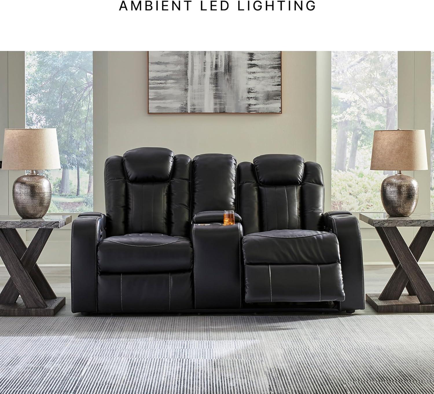 imageSignature Design by Ashley NextGen DuraPella Contemporary Faux Leather Modular Wall Hugger 3Piece Power Reclining Sectional Loveseat with Console Adjustable Headrest and USB Ports GrayBlack