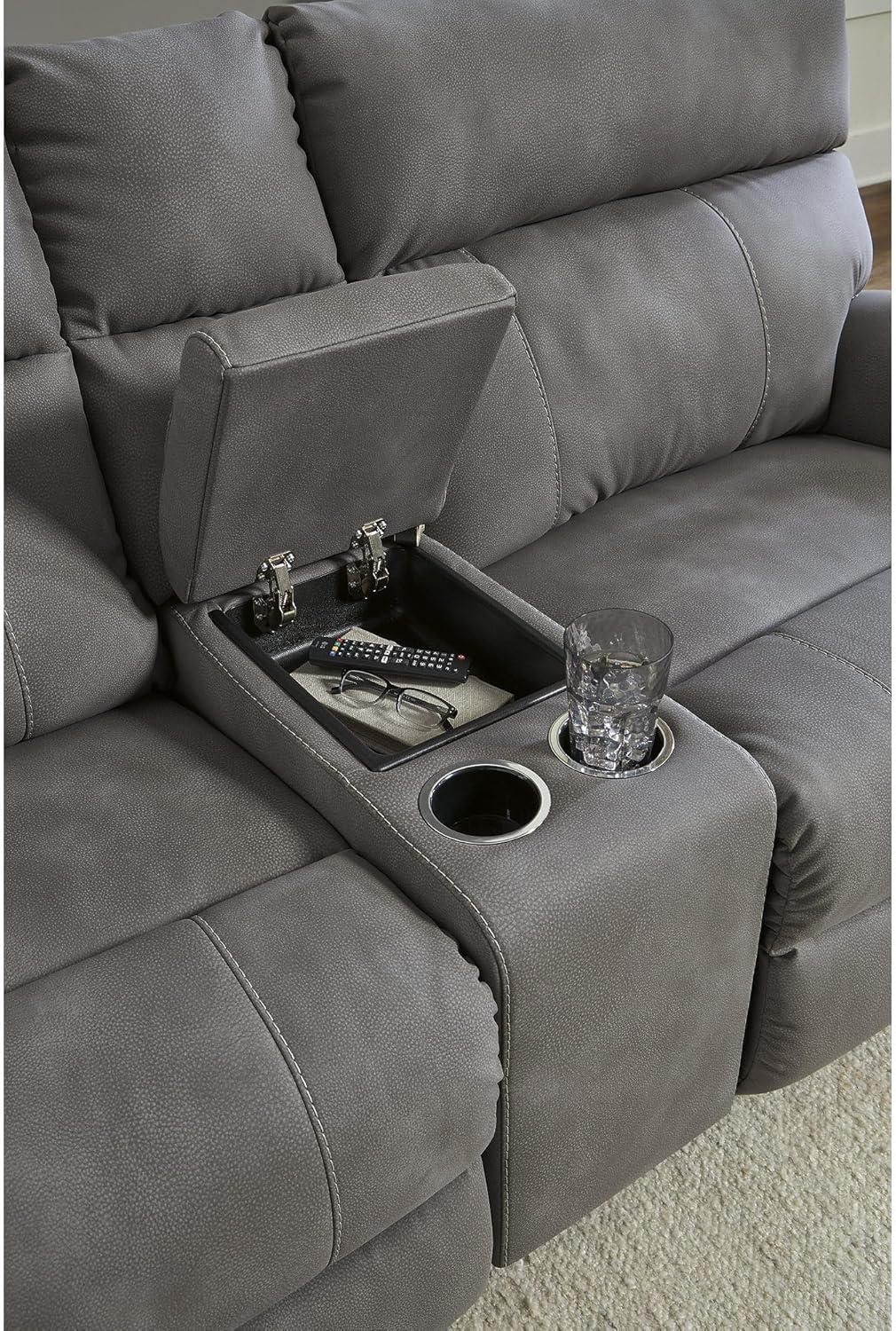 imageSignature Design by Ashley NextGen DuraPella Contemporary Faux Leather Modular Wall Hugger 3Piece Power Reclining Sectional Loveseat with Console Adjustable Headrest and USB Ports GrayGrey