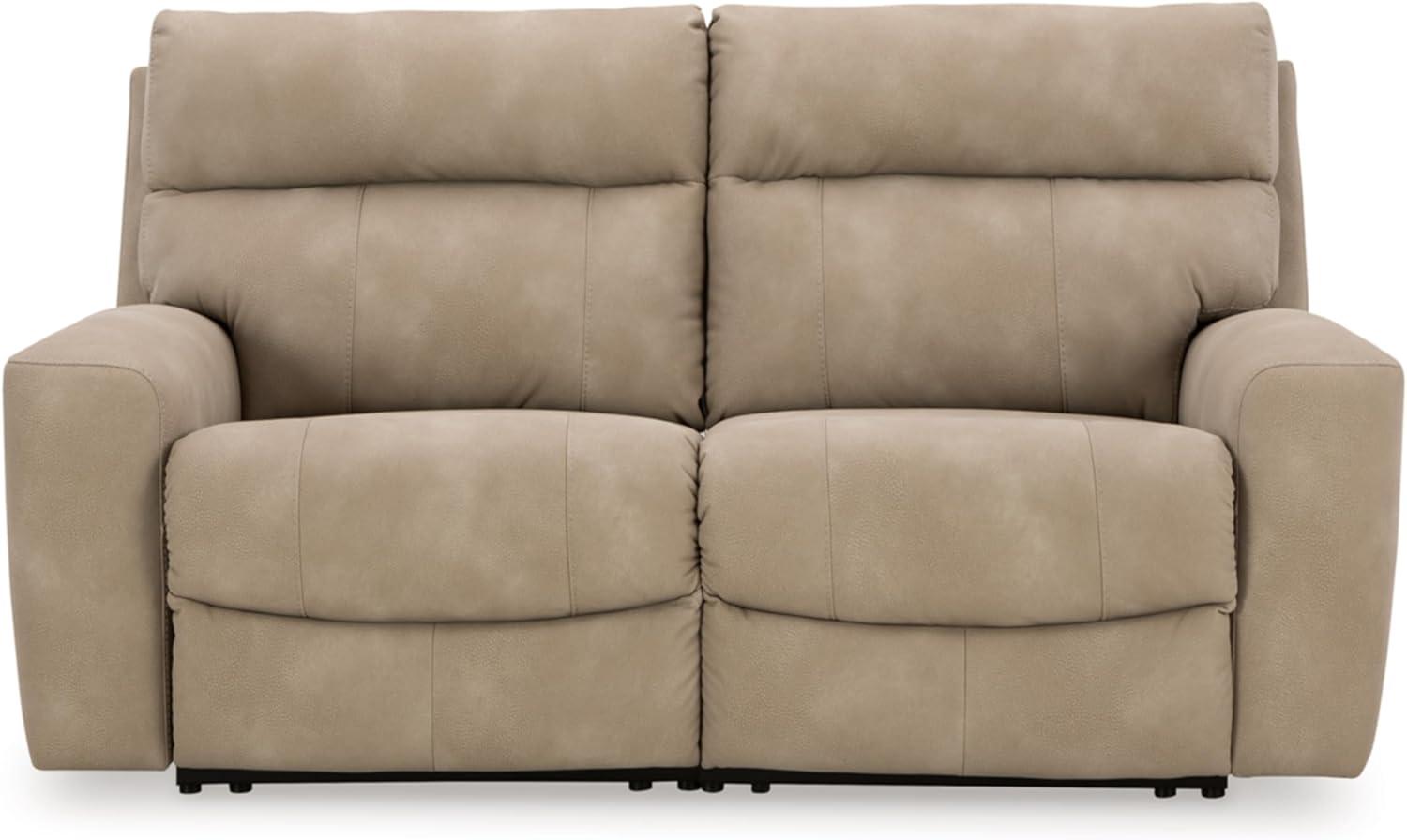 imageSignature Design by Ashley NextGen DuraPella Contemporary Faux Leather Modular Wall Hugger 3Piece Power Reclining Sectional Loveseat with Console Adjustable Headrest and USB Ports GrayBeige