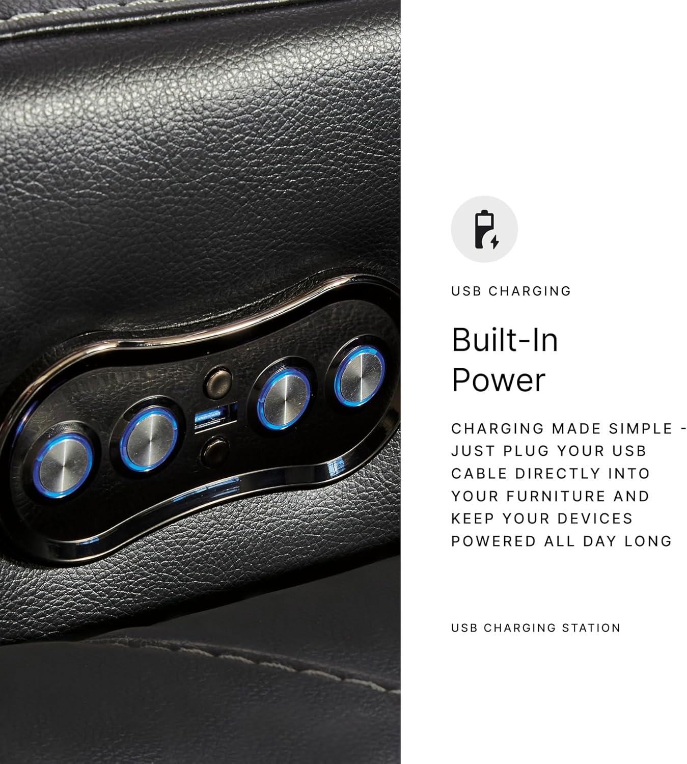 imageSignature Design by Ashley NextGen DuraPella Contemporary Faux Leather Modular Wall Hugger 3Piece Power Reclining Sectional Loveseat with Console Adjustable Headrest and USB Ports GrayBlack