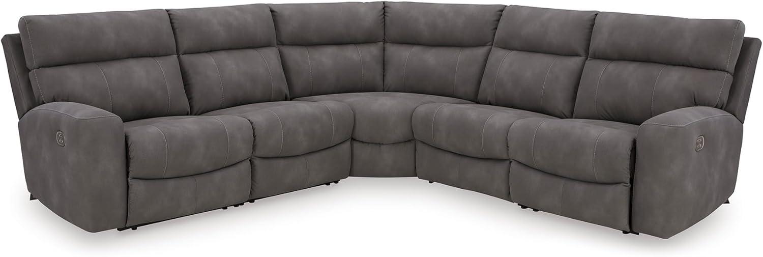 imageSignature Design by Ashley NextGen DuraPella Contemporary Faux Leather Modular Wall Hugger 3Piece Power Reclining Sectional Loveseat with Console Adjustable Headrest and USB Ports GrayGrey